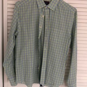 UnTuckit green strip shirt